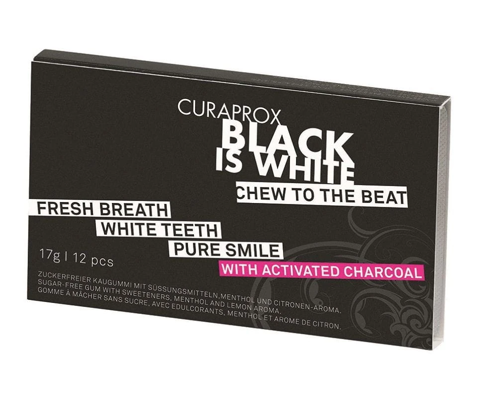 Gumy wybielające Curaprox Black Is White z aktywnym węglem 12 szt.