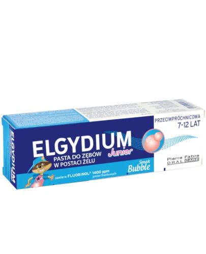 ELGYDIUM Junior pasta do zębów dla dzieci o smaku gumy do żucia 7-12 lat 50ml