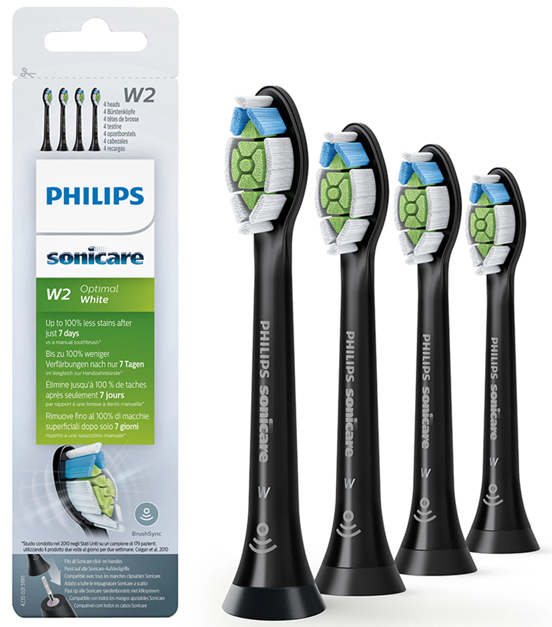 Końcówki  Philips Sonicare W2 Optimal White HX6064/11 kolor czarny (4szt.)