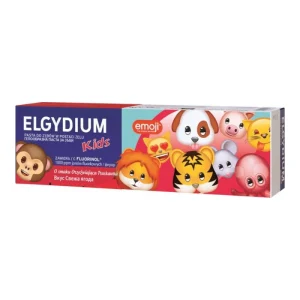 ELGYDIUM Kids Emoji pasta dla dzieci w wieku 3-6 lat o smaku orzeźwiającej truskawki 1000 ppmF 50 ml
