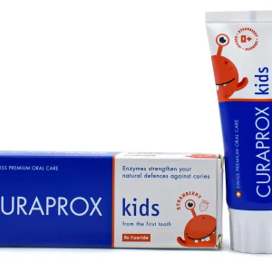 Pasta Curaprox Kids o smaku truskawkowym bez fluoru - od pierwszego ząbka 60 ml
