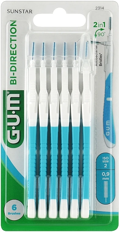 Szczoteczki międzyzębowe z chlorheksydyną GUM BI-DIRECTION - 0,9 mm 6 szt
