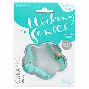 Curaprox BABY gryzak z grzechotką turkusowy 0-24 m