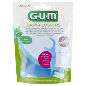 GUM Easy Flossers Nitko - wykałaczki z fluorem i wit. E o smaku mięty 50 szt.
