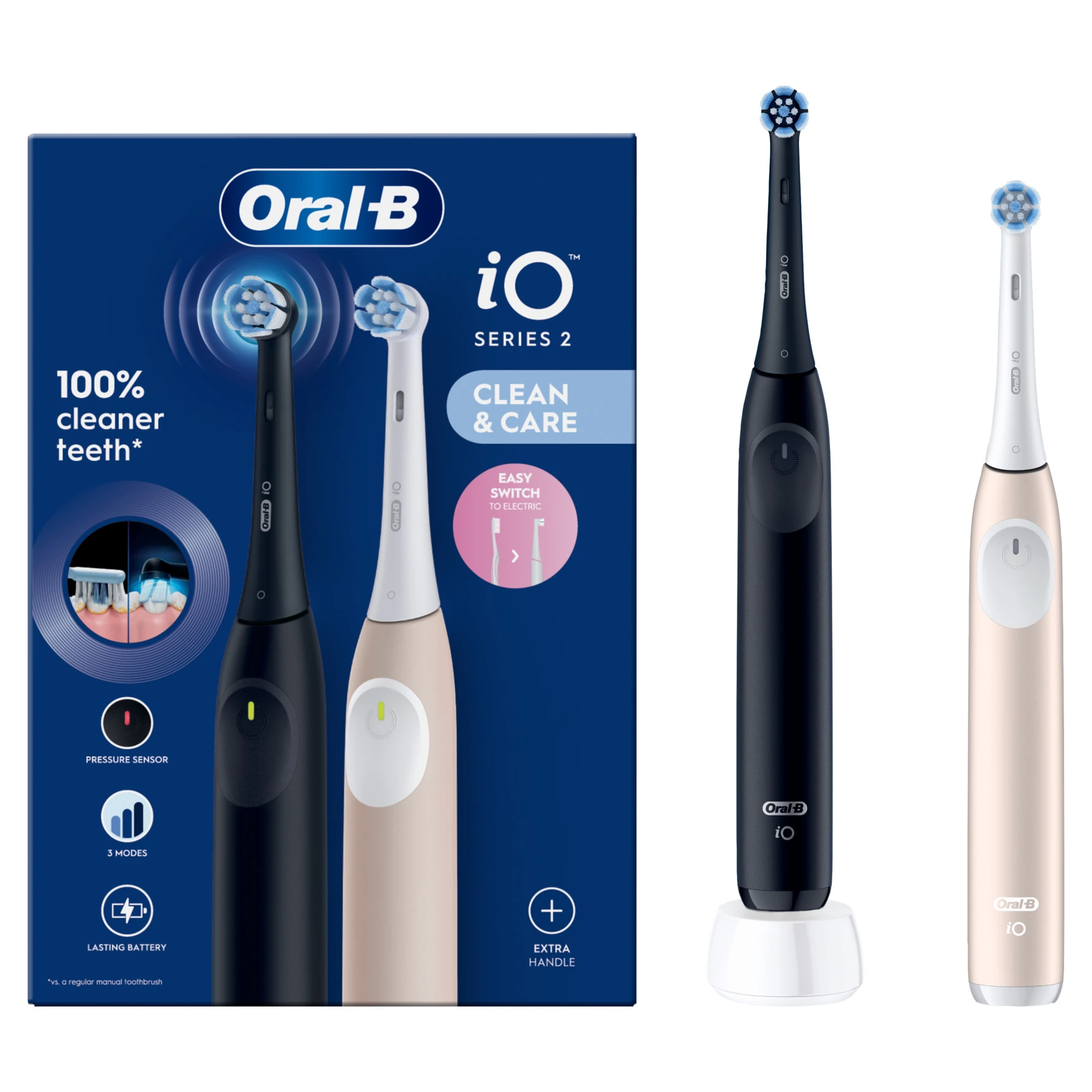 Szczoteczki magnetyczne Oral-B iO2 DUO bez etui - Czarna i Różowa