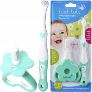 BRUSH-BABY Zestaw na ząbkowanie gryzak i szczoteczka - 0-18 miesięcy