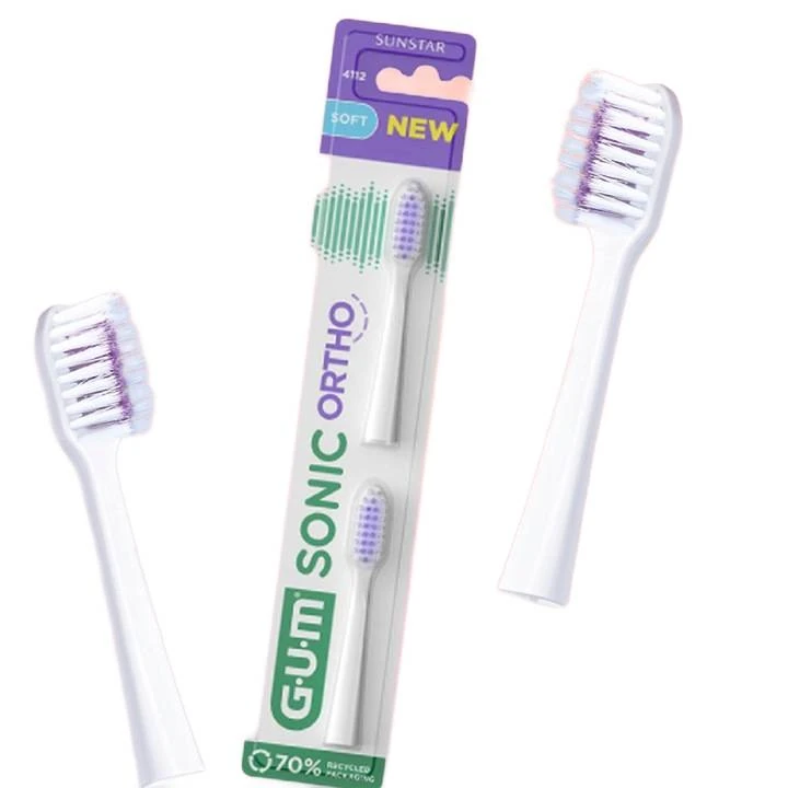 GUM SONIC ORTHO Wymienne główki do szczoteczki sonicznej 2 sztuki - BIAŁE