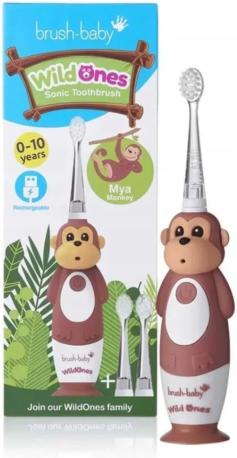 BRUSH-BABY WildOnes Szczoteczka Soniczna 0-10 lat MAŁPKA