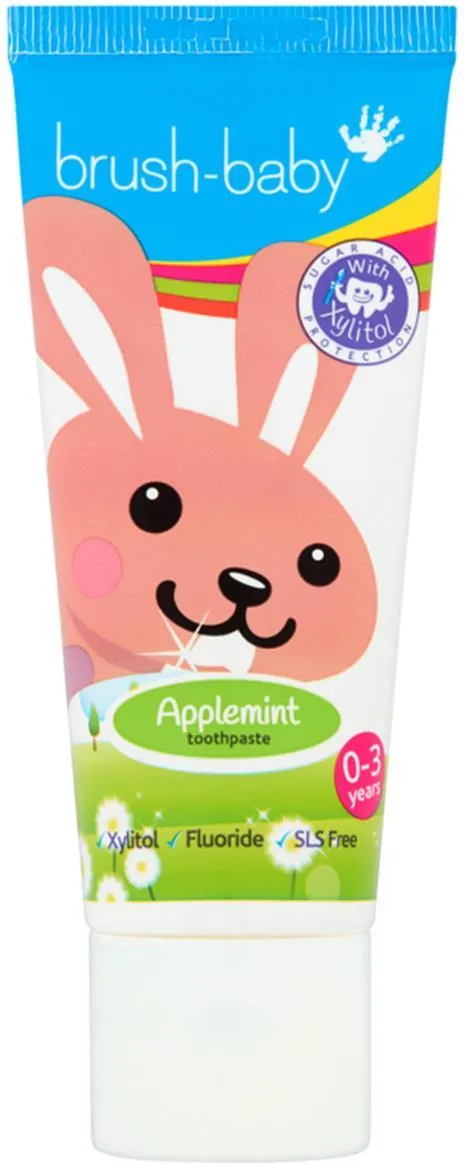 BRUSH-BABY Pasta do zębów dla dzieci króliczek  0-3 lat -  jabłko z miętą - 50ml