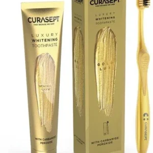 Pasta  Curasept GOLD LUXURY wybielająca + szczoteczka do zębów  - 75 ml