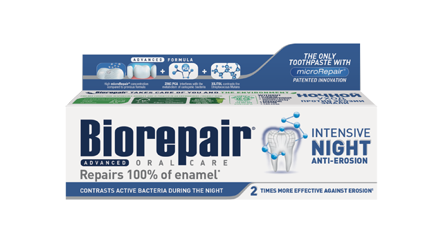 Biorepair Night - pasta z cząsteczkami Microrepair naprawiających powierzchnię szkliwa,  bez fluoru 75ml