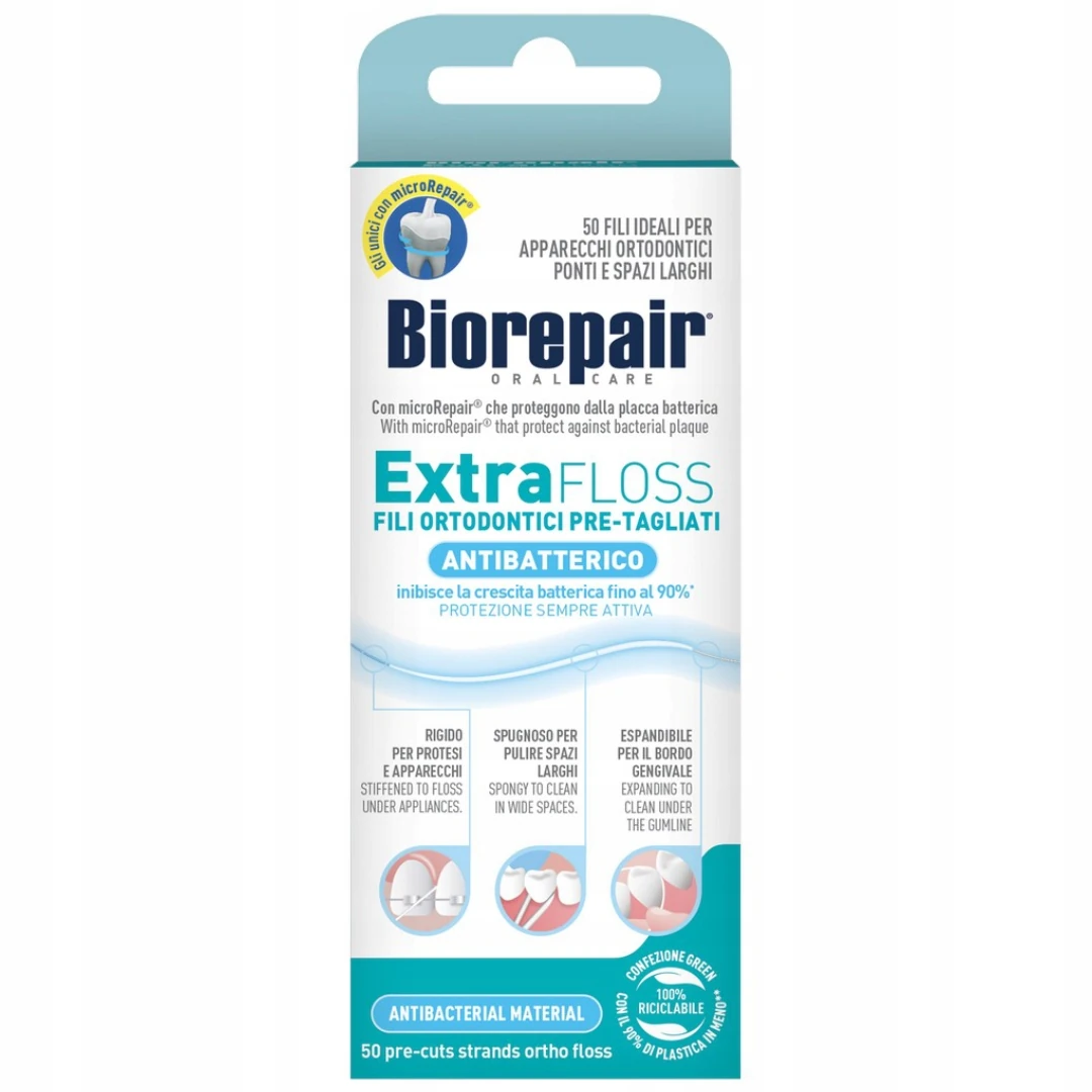 Dentystyczna Nić Ortodontyczna do Zębów Biorepair EXTRA FLOSS (50szt.)