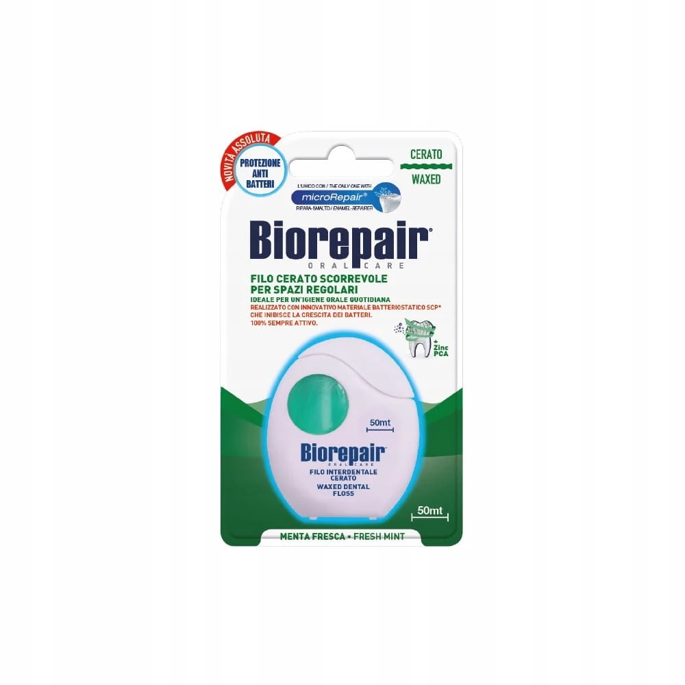 Biorepair Woskowana Nić Dentystyczna Z Cząsteczkami MicroRepair 50m.