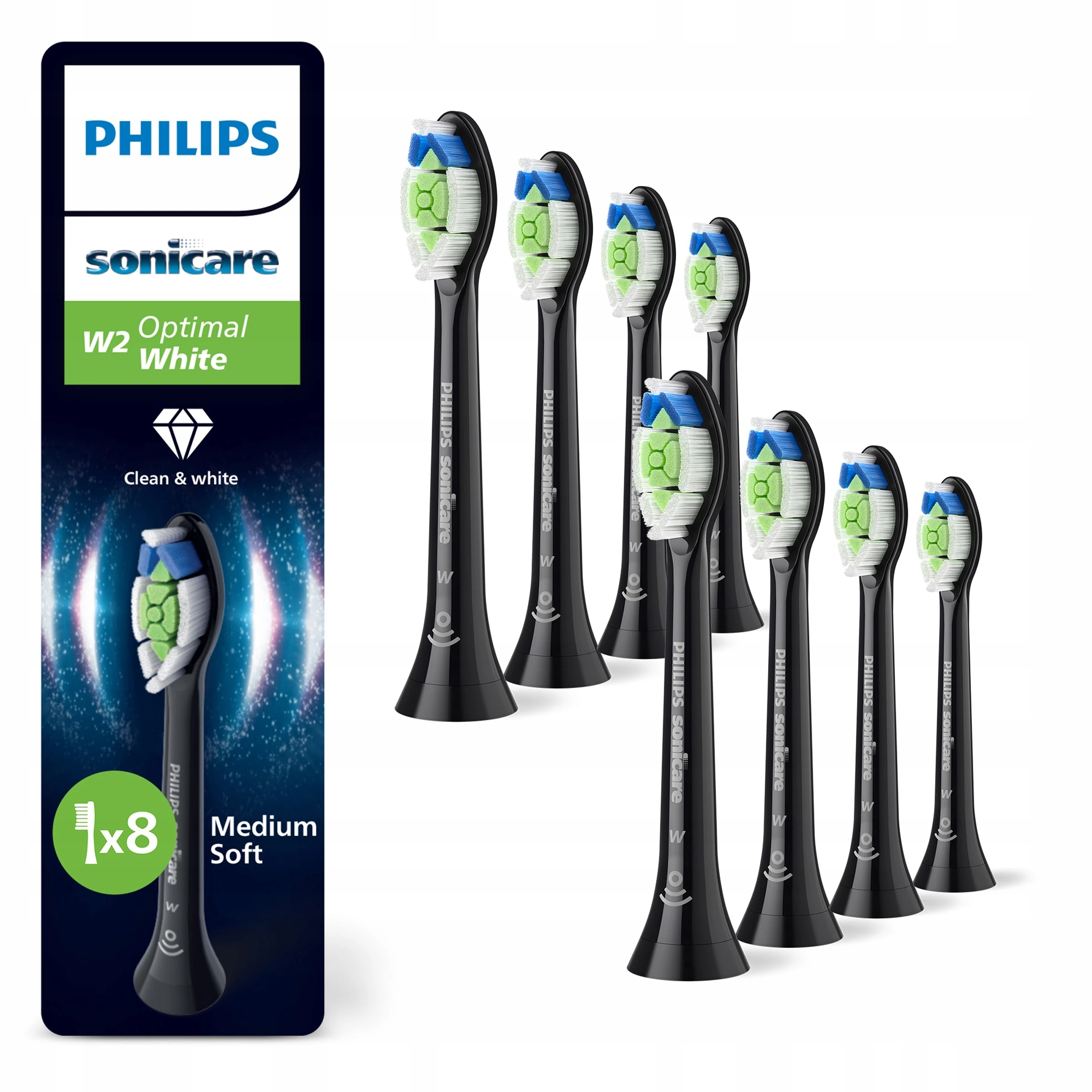 PHILIPS Końcówki W2 HX6068/88 Black 8 szt czarne
