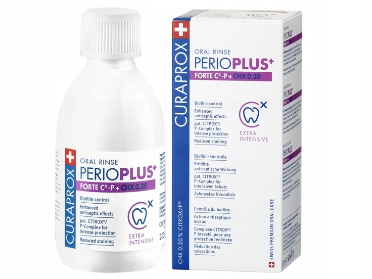Curaprox Perio Plus Forte  – silny płyn do płukania jamy ustnej z CHX 0,2% i CITROX - 200 ml